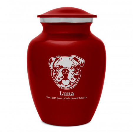 Small English Bulldog Dog Cremation Urn - Ruby Red