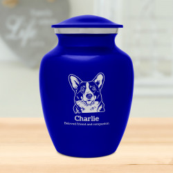 Small Corgi Dog Cremation Urn - Midnight Blue