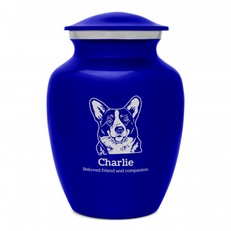 Small Corgi Dog Cremation Urn - Midnight Blue