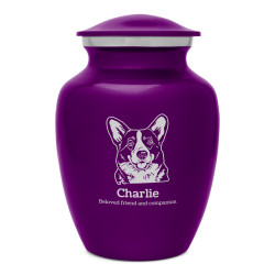Small Corgi Dog Cremation Urn - Purple Luster