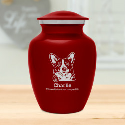 Small Corgi Dog Cremation Urn - Ruby Red