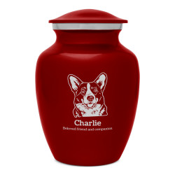 Small Corgi Dog Cremation Urn - Ruby Red