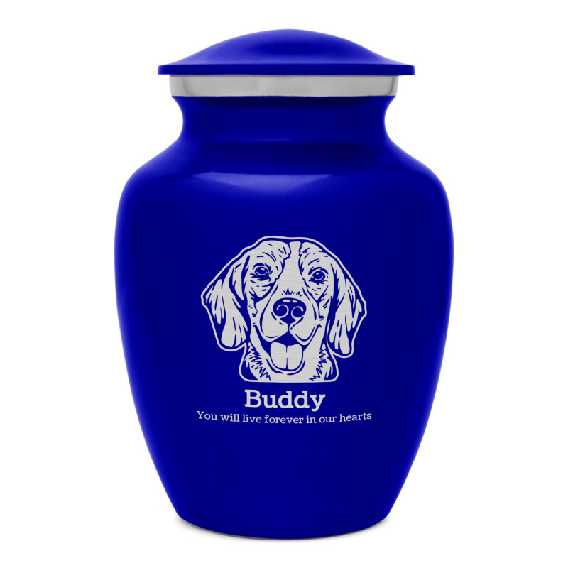 Small Beagle Dog Cremation Urn - Midnight Blue