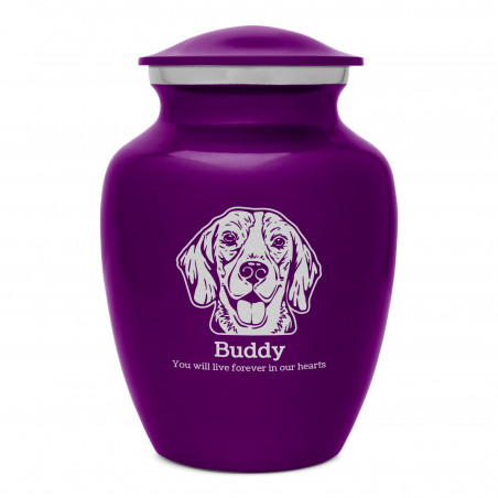 Small Beagle Dog Cremation Urn - Purple Luster