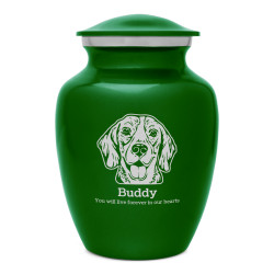 Small Beagle Dog Cremation Urn - Shamrock Green