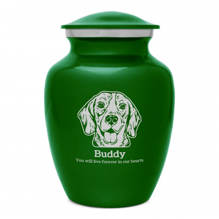 Small Beagle Dog Cremation Urn - Shamrock Green