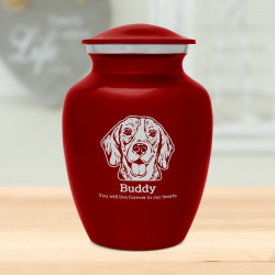 Small Beagle Dog Cremation Urn - Ruby Red