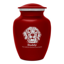 Small Beagle Dog Cremation Urn - Ruby Red