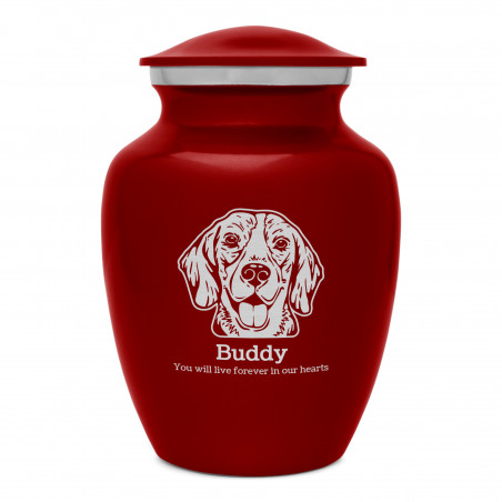 Small Beagle Dog Cremation Urn - Ruby Red