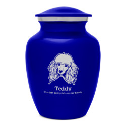Small Poodle Dog Cremation Urn - Midnight Blue