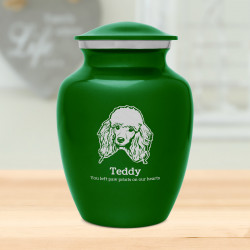 Small Poodle Dog Cremation Urn - Shamrock Green