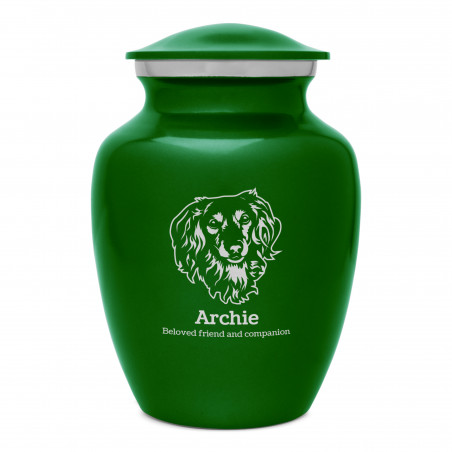 Small Daschund Dog Cremation Urn - Shamrock Green