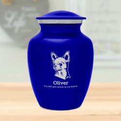 Small Chihuahua Dog Cremation Urn - Midnight Blue