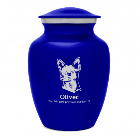 Small Chihuahua Dog Cremation Urn - Midnight Blue