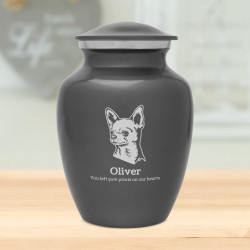 Small Chihuahua Dog Cremation Urn - Gunmetal Gray