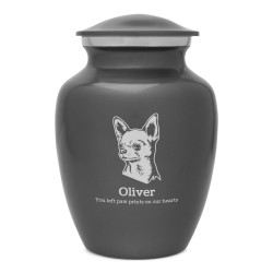 Small Chihuahua Dog Cremation Urn - Gunmetal Gray