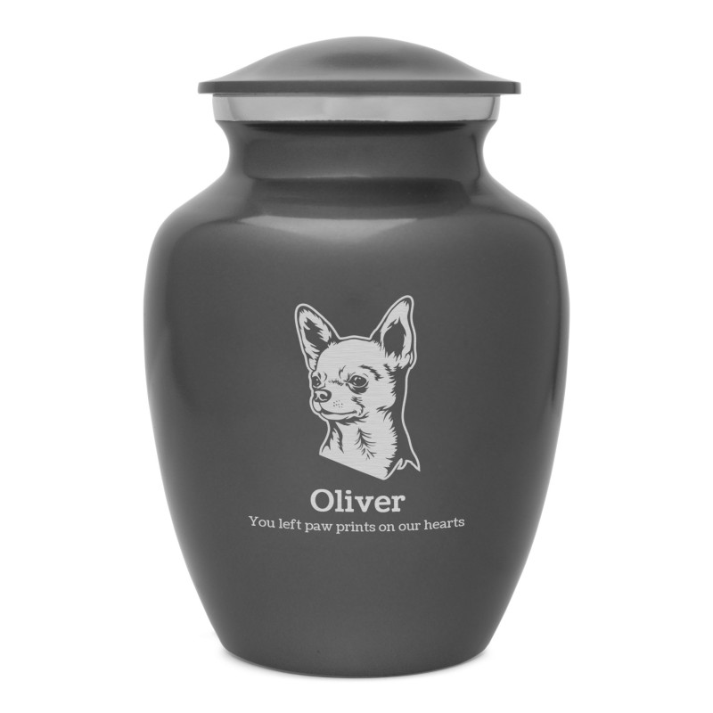 Small Chihuahua Dog Cremation Urn - Gunmetal Gray