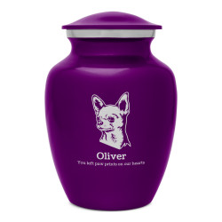 Small Chihuahua Dog Cremation Urn - Purple Luster