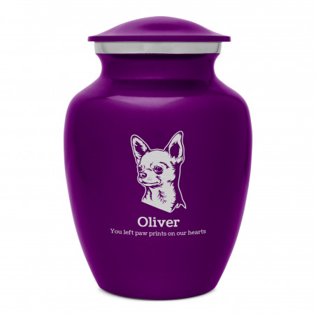 Small Chihuahua Dog Cremation Urn - Purple Luster