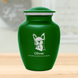 Small Chihuahua Dog Cremation Urn - Shamrock Green