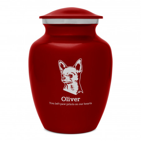 Small Chihuahua Dog Cremation Urn - Ruby Red