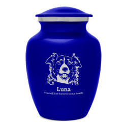 Small Border Collie Dog Cremation Urn - Midnight Blue