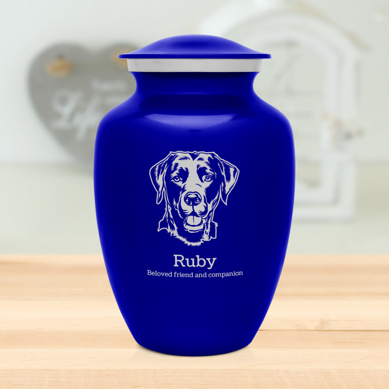 Large Black Lab Dog Cremation Urn - Midnight Blue