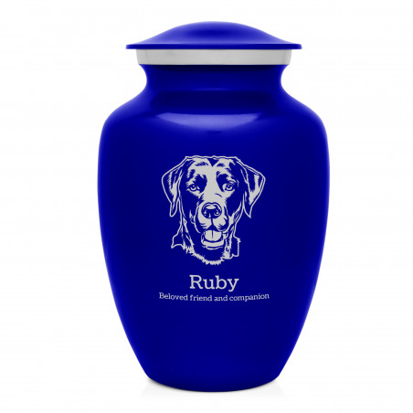 Large Black Lab Dog Cremation Urn - Midnight Blue