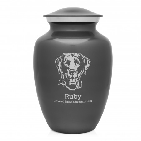 Large Black Lab Dog Cremation Urn - Gunmetal Gray