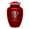 Large Black Lab Dog Cremation Urn - Ruby Red