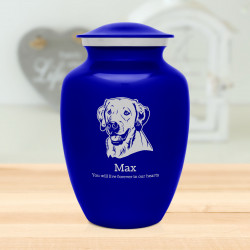 Large Yellow Lab Dog Cremation Urn - Midnight Blue