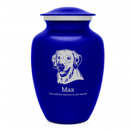 Large Yellow Lab Dog Cremation Urn - Midnight Blue