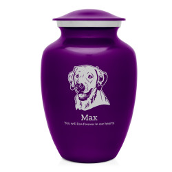 Large Yellow Lab Dog Cremation Urn - Purple Luster