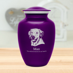 Large Yellow Lab Dog Cremation Urn - Purple Luster