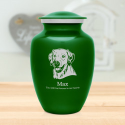Large Yellow Lab Dog Cremation Urn - Shamrock Green