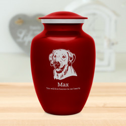 Large Yellow Lab Dog Cremation Urn - Ruby Red