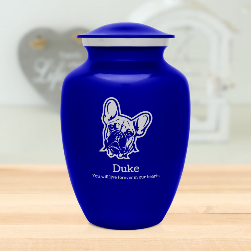 Large French Bulldog Dog Cremation Urn - Midnight Blue
