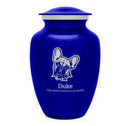 Large French Bulldog Dog Cremation Urn - Midnight Blue