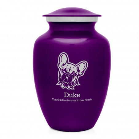 Large French Bulldog Dog Cremation Urn - Purple Luster