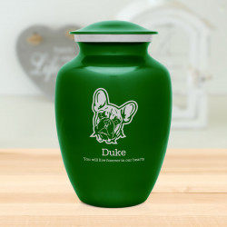 Large French Bulldog Dog Cremation Urn - Shamrock Green