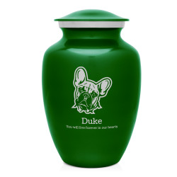 Large French Bulldog Dog Cremation Urn - Shamrock Green