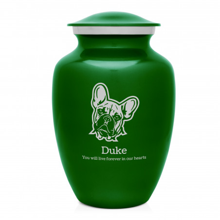 Large French Bulldog Dog Cremation Urn - Shamrock Green