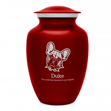 Large French Bulldog Dog Cremation Urn - Ruby Red