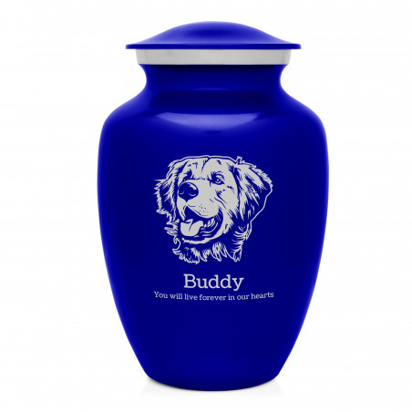Large Golden Retriever Dog Cremation Urn - Midnight Blue