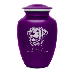 Large Golden Retriever Dog Cremation Urn - Purple Luster