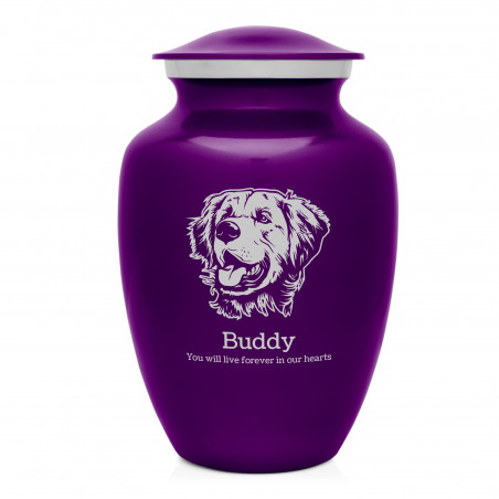 Large Golden Retriever Dog Cremation Urn - Purple Luster