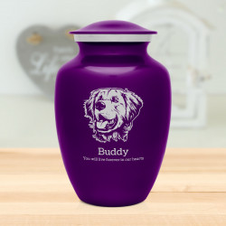 Large Golden Retriever Dog Cremation Urn - Purple Luster