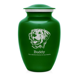 Large Golden Retriever Dog Cremation Urn - Shamrock Green