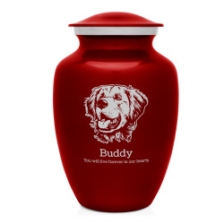 Large Golden Retriever Dog Cremation Urn - Ruby Red