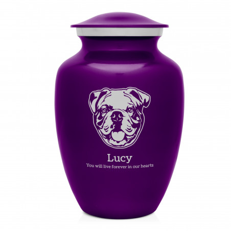 Large English Bulldog Dog Cremation Urn - Purple Luster